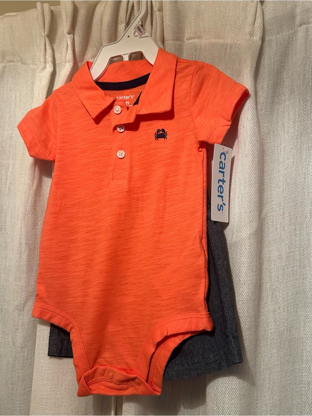 Carter's  Orange Polo and shorts 9 months NWT